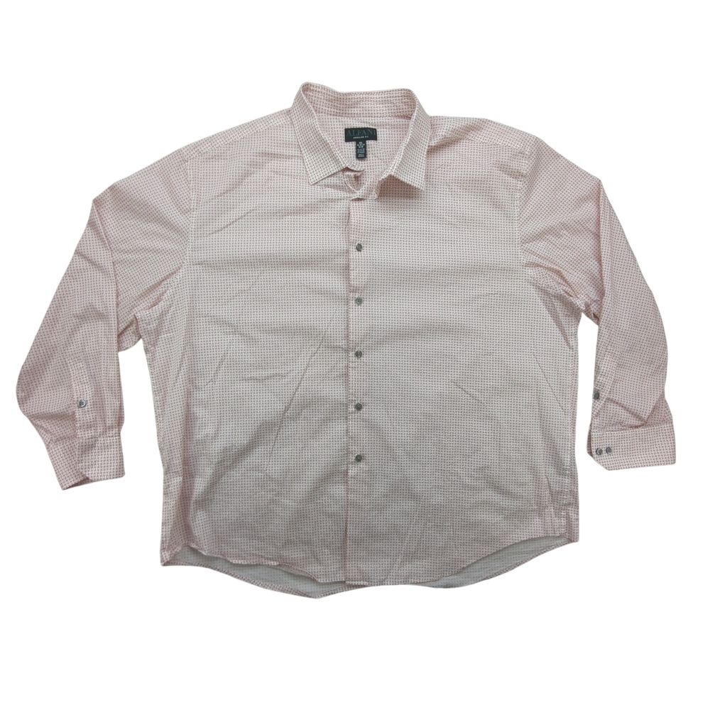 Alfani Mens 2XL Regular Fit Long Sleeve Dress Shirt Button Up Micro Check Patter